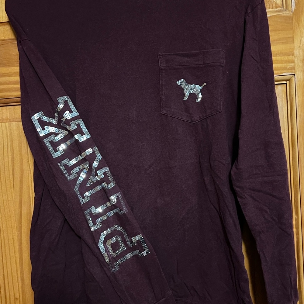 PINK Victoria's Secret Burgundy Long Sleeve Men's Tee
